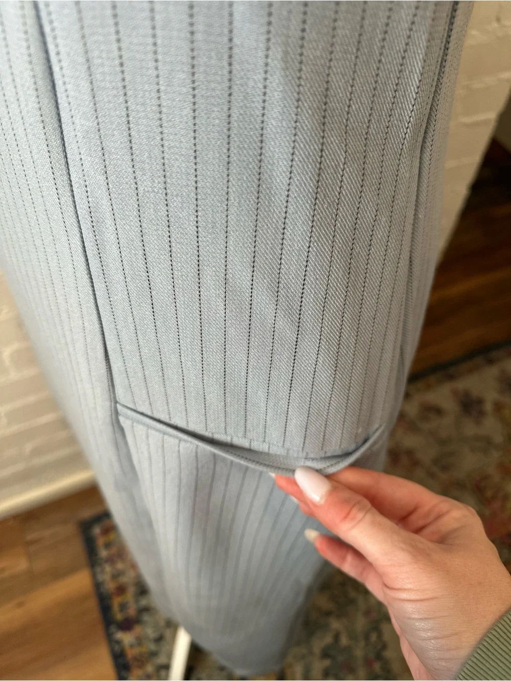 Abercrombie & Fitch Blue Pin Stripe Bodycon Midi Dress